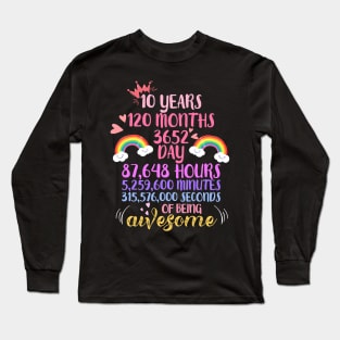 10 Years Old 10th Birthday Vintage Retro T Shirt 120 Months T-Shirt Long Sleeve T-Shirt